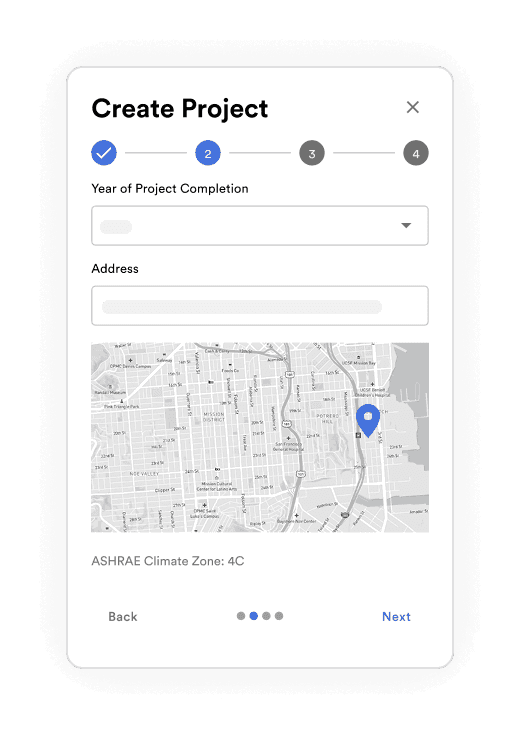 C.Scale Create Project dialog with a map for choosing the project location